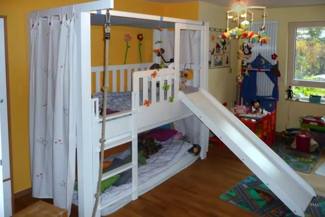 mitwachsendes Kinderbett LISTO-flex aus weiß lackiertem Buchenholz