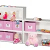 Spielzeugregal KINTObox 5er Kombi, mit rosa Stoffboxen / SALTO Kindermöbel, München