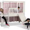 mitwachsendes Kinderbett LISTO-slide, mit Rutsche, weiss lackiert