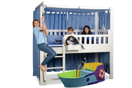 mitwachsendes Kinderbett LISTO-flex, Spielbett aus weiss lackiertes Buchenholz