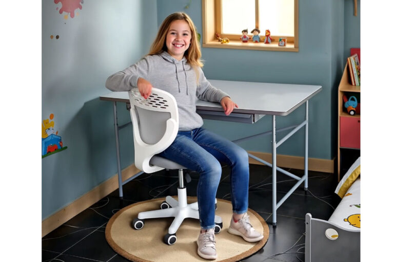 höhenverstellbarer Kinderschreibtisch KINTO-Premium / SALTO Kindermöbel München / Eiermann-Tisch
