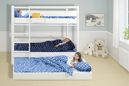 Etagenbett Kinto <br/>mit Gästebett <br/>weiß lackiert