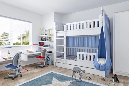 Etagenbett LISTO<br/> weiß lackiertes Buchenholz