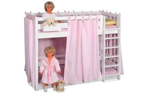 Kinderbett Etagenbett PICCO 180cm, weiß lackiert, aus massivem Buchenholz