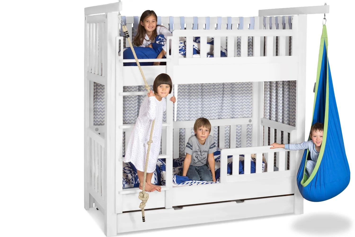 Etagenbett LISTO aus weiß lackiertem Buchenholz / SALTO Kindermöbel