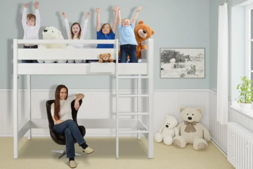 weiß-lackiertes-Hochbett-Kinto-von-SALTO-Kindermöbel-München