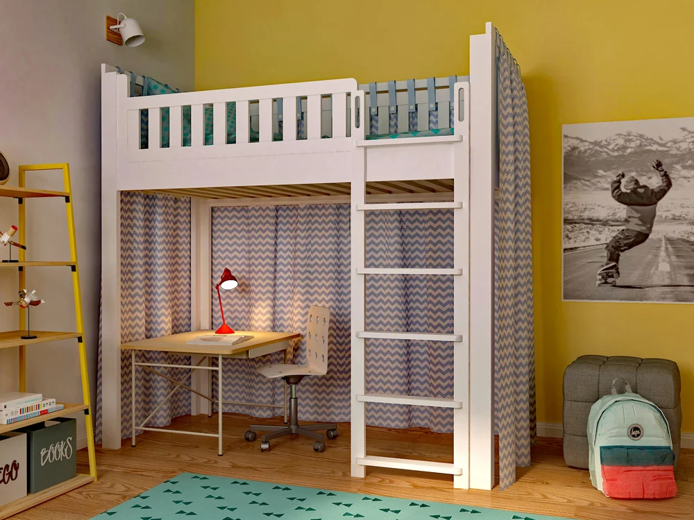 mitwachsendes Kinderbett LISTO / aufgebaut als Hochbett / SALTO Kindermöbel München
