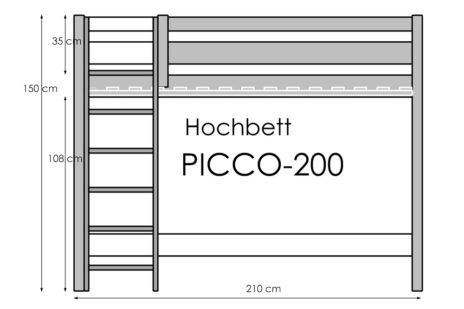 Hochbett Picco-200-mix aus massivem Buchenholz / SALTO Kindermöbel München