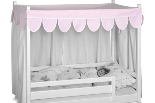 rosa Betthimmel für das mitwachsende Kinderbett PICCO