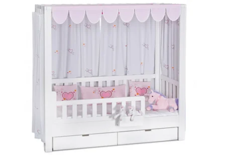 Hochbett Vorhang LISTO weiss mit Stickerei / Kinderbetten SALTO München