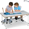 Kinderschreibtisch mit weisser Platte und Schublade / ähnlich Eiermann-Schreibtisch / SALTO Kindermöbel / München