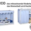 das mitwachsende Kinderbett PICCO 180 aus massivem Buchenholz ist erst ein Himmelbett und später ein Hochbett. Hersteller: SALTO - Möbel für Kinder in München